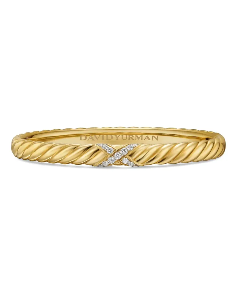 David Yurman 18kt Sculpted Cable X Center Station Gelbgoldarmband mit Diamanten Gold