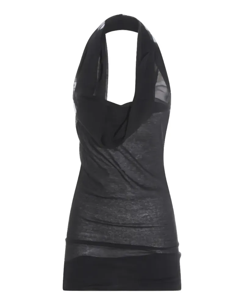 Rick Owens Neckholder-Top mit Wasserfallkragen - Schwarz Schwarz