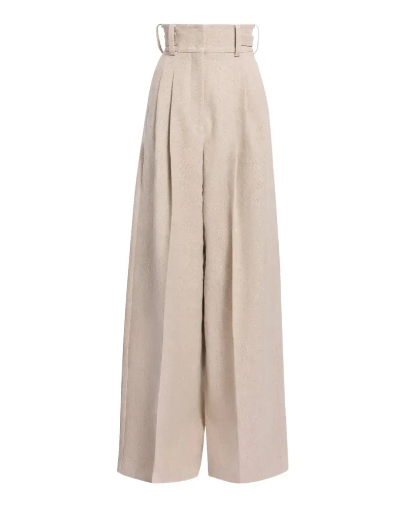 Elie Saab Palazzohose aus Canvas mit Falten - Nude Nude