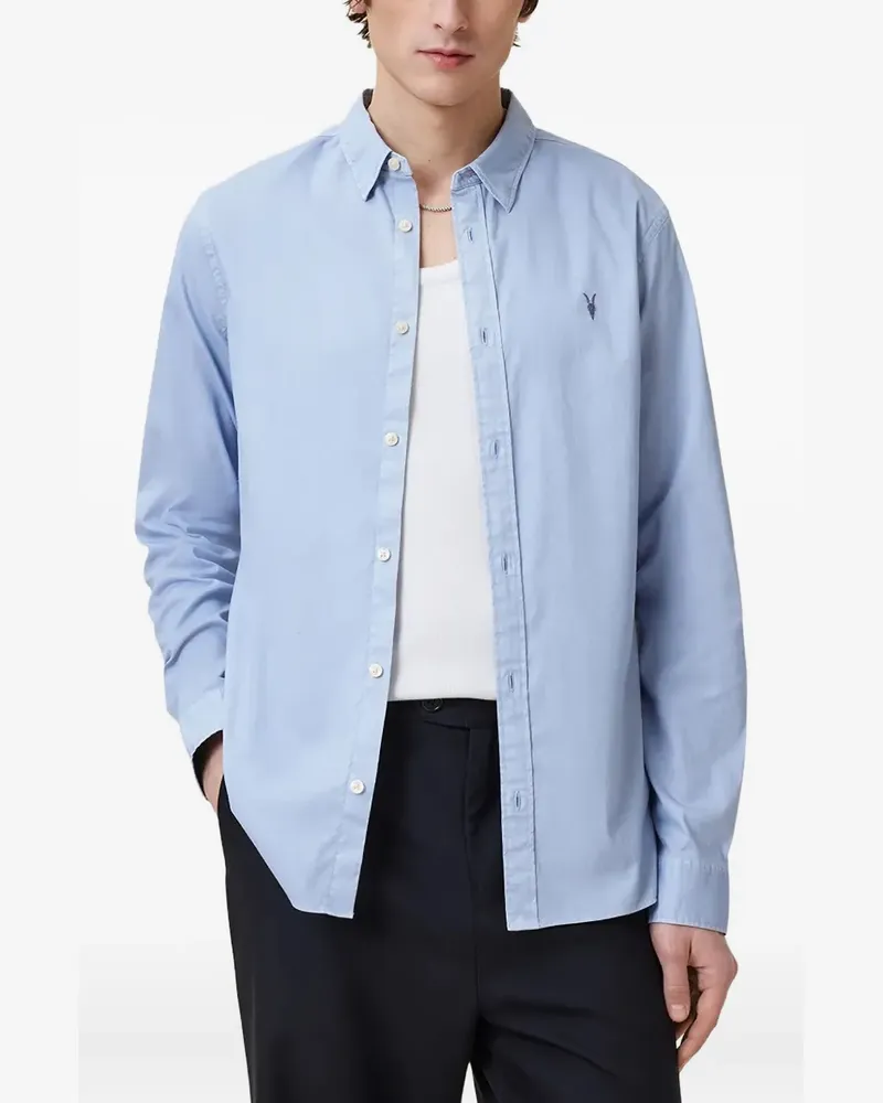 AllSaints Hawthorne Hemd mit Logo-Stickerei - Blau Blau