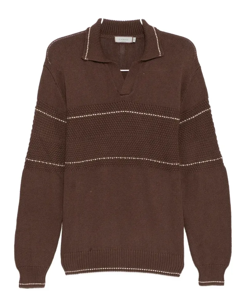 Canali striped V-neck jumper - Braun Braun