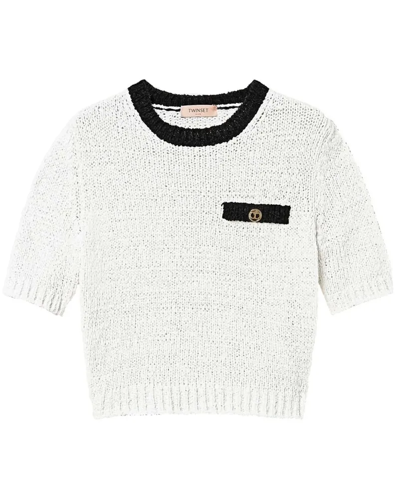 Twin-Set Cropped-Pullover mit Oval T-Knöpfen - Mehrfarbig Mehrfarbig