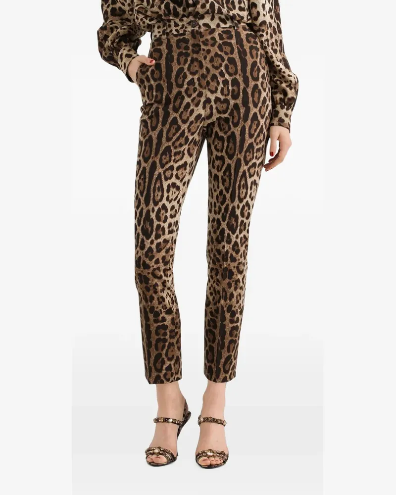 Dolce & Gabbana leo-print wool trousers - Nude Nude