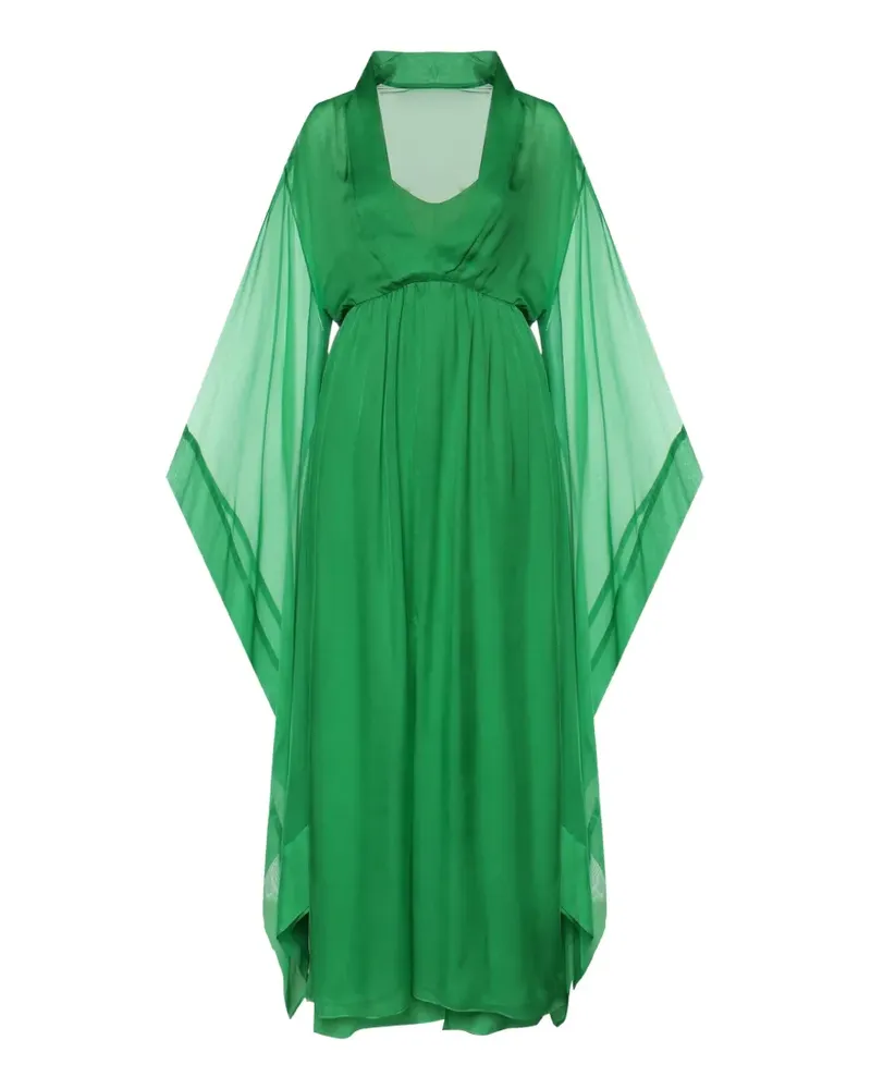 Alberta Ferretti sheer-panelled silk maxi dress - Grün Grün