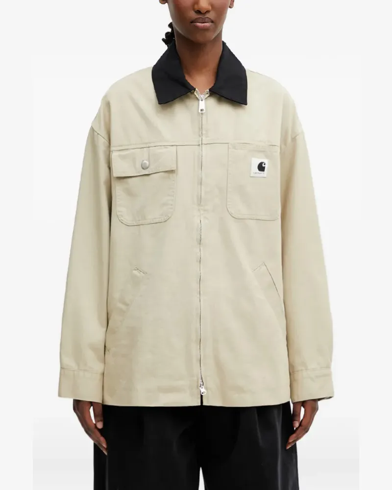 Carhartt WIP Dana logo-patch zip-up jacket - Nude Nude