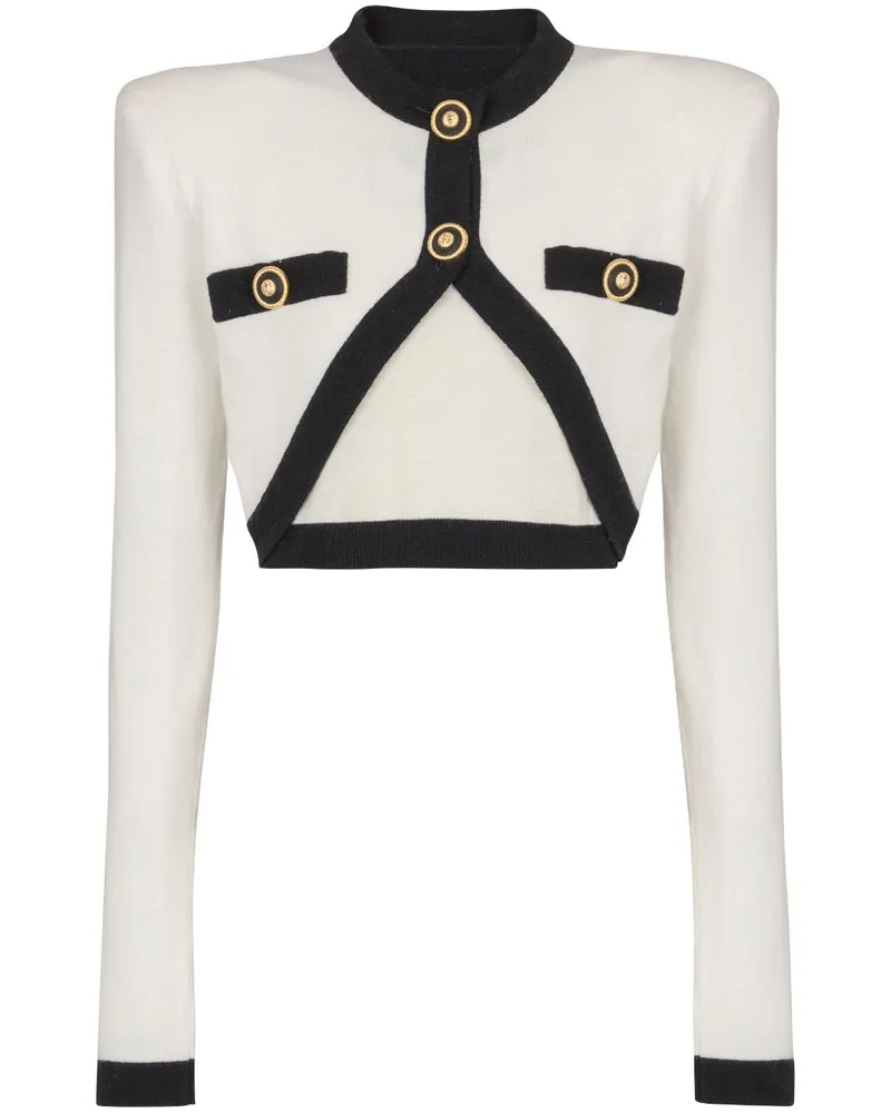 Balmain Cardigan im Cropped-Design - Weiß Weiß