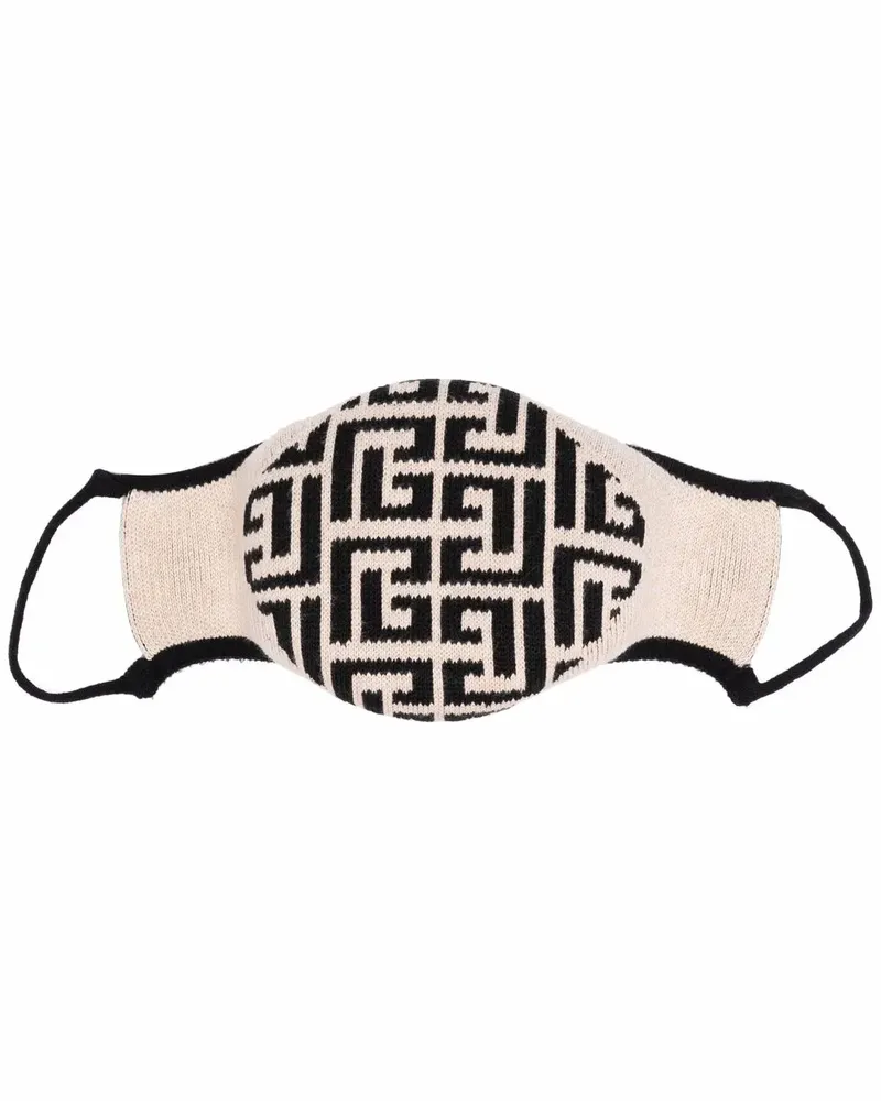 Balmain Mundschutzmaske mit geometrischem Print - Schwarz Schwarz