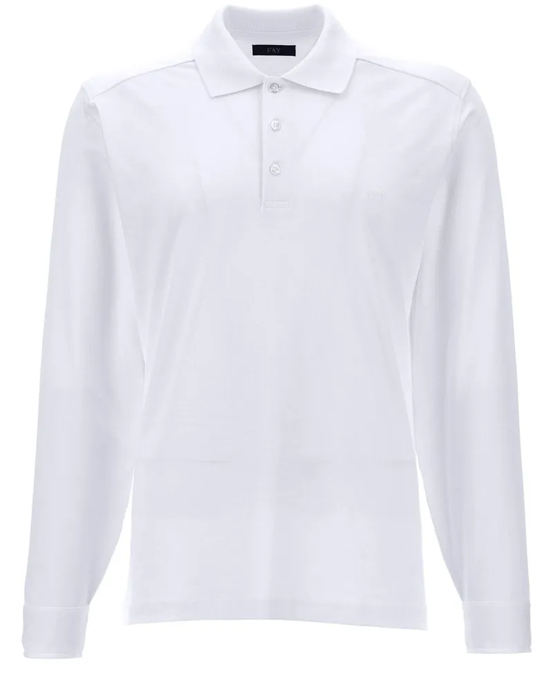 Fay Poloshirt mit Logo-Stickerei - Weiß Weiß