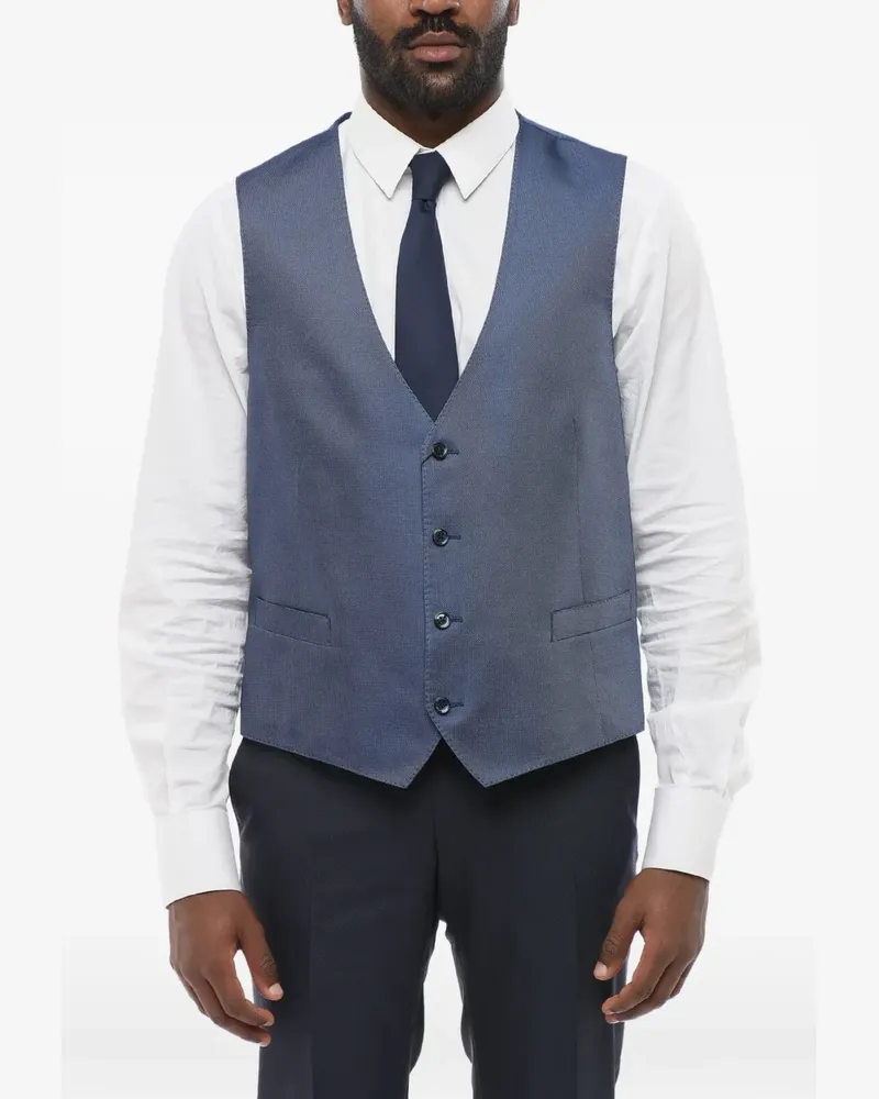 Corneliani textured-finish silk waistcoat - Blau Blau