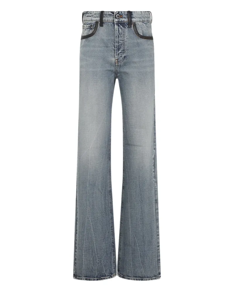 Miu Miu Jeans mit Lederbesatz - Blau Blau