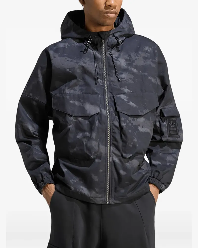 adidas Jacke aus Ripstop mit Camouflage-Print - Schwarz Schwarz