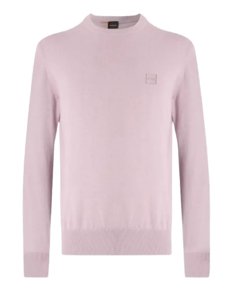 HUGO BOSS logo-patch crew-neck sweater - Rosa Rosa