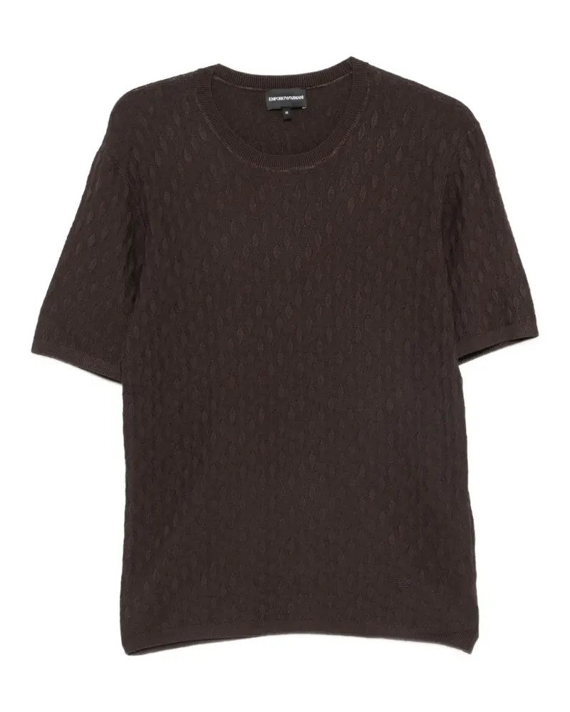 Emporio Armani textured-knit short-sleeve top - Braun Braun