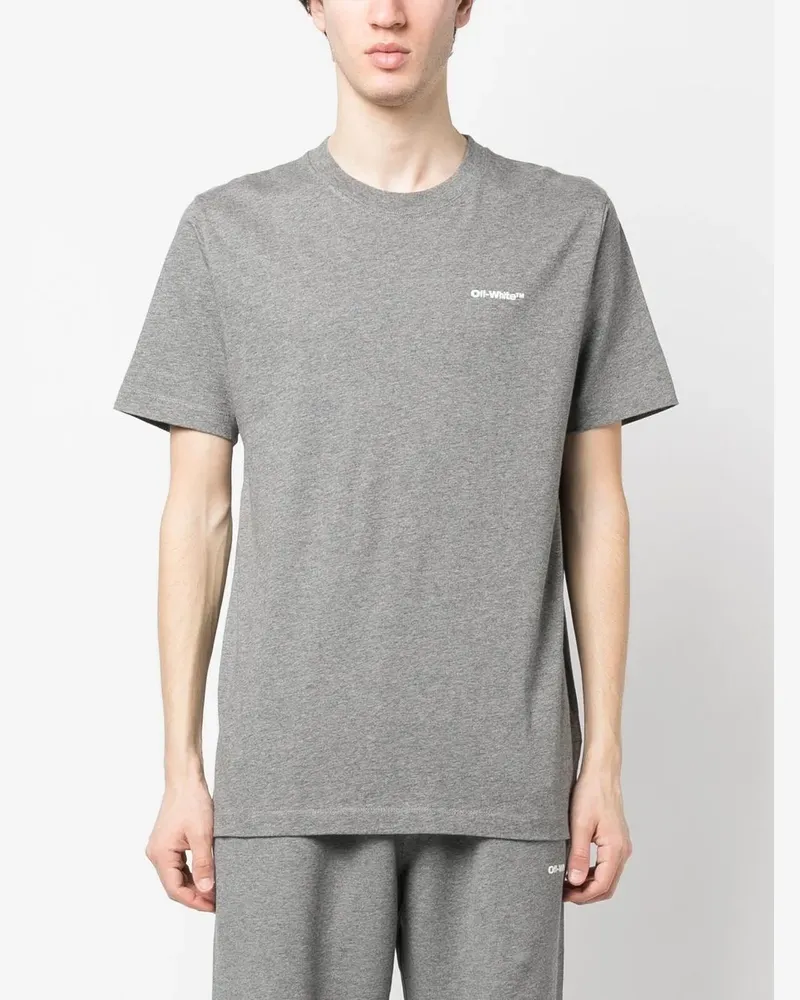 OFF-WHITE T-Shirt mit Wave Outl Diag-Print - MELANGE GREY WHITE Melange
