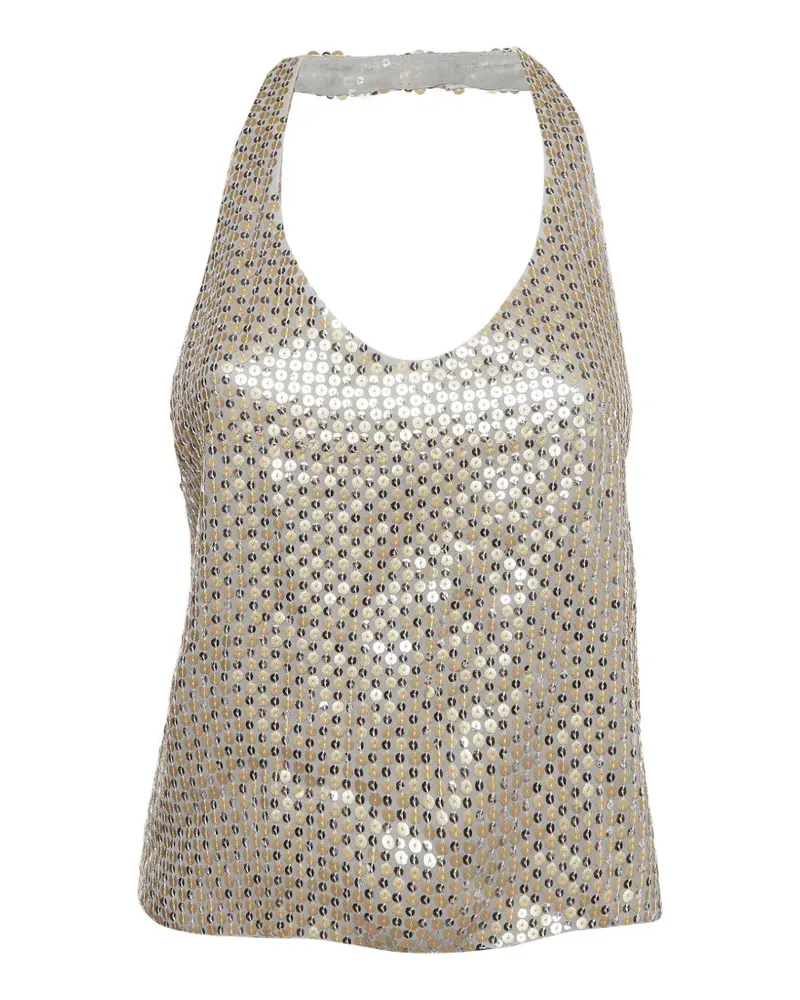 FourTwoFour on Fairfax Neckholder-Top mit Pailletten - Grün Grün