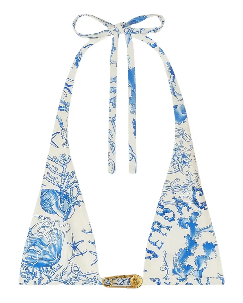 Versace Underwater Barocco Triangel-Bikinitop - Weiß Weiß