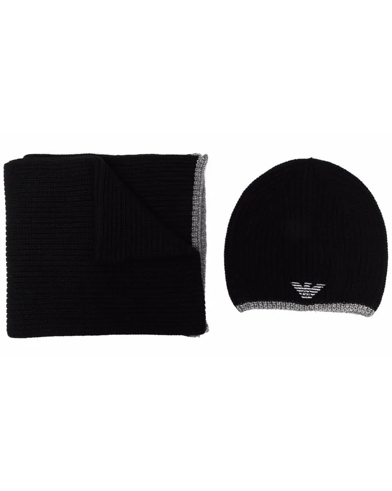 Emporio Armani Schal mit Logo-Stickerei - Schwarz Schwarz