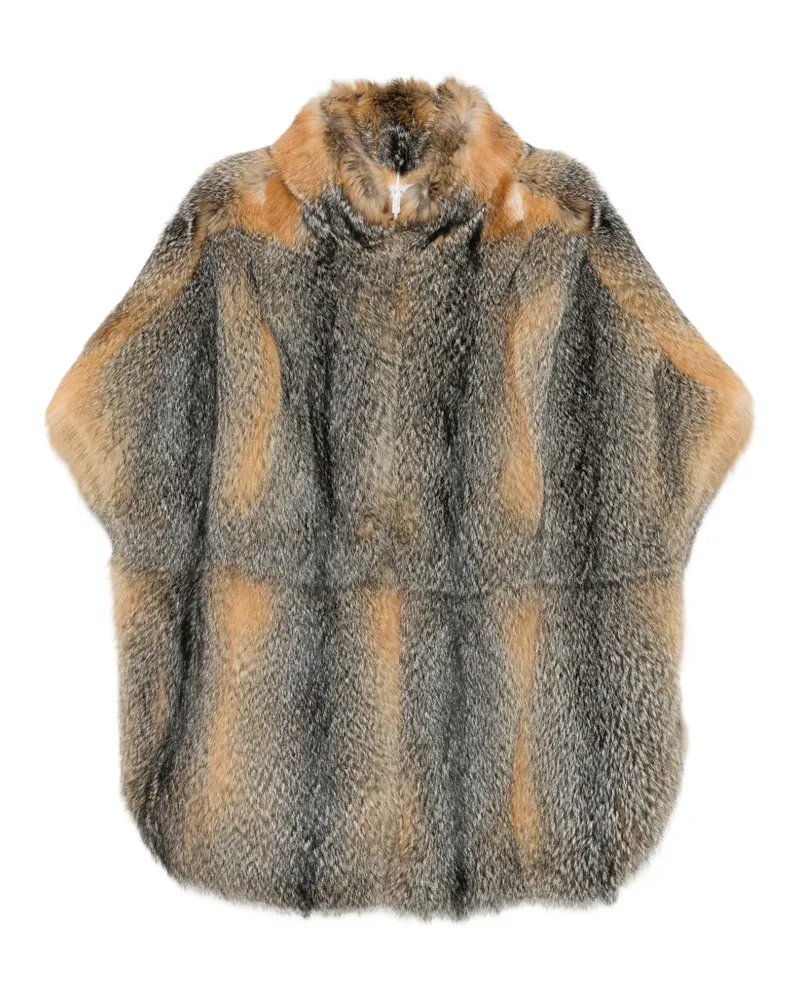 Liska Cape mit Fuchspelz - Grau Grau