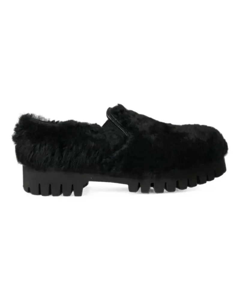 Dolce & Gabbana fur-covered lug-sole loafers - Schwarz Schwarz