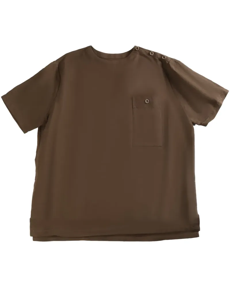 Uma Wang press-stud fastening T-shirt - Braun Braun