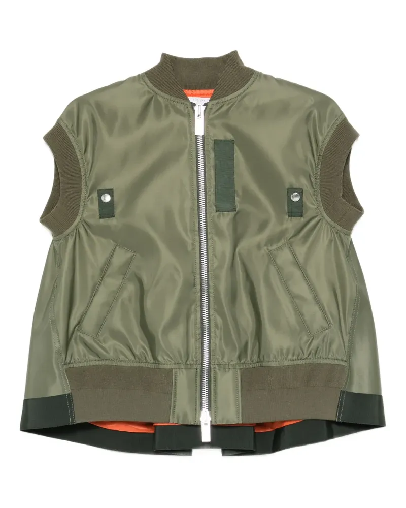 Sacai zip-up sleeveless gilet - Grün Grün