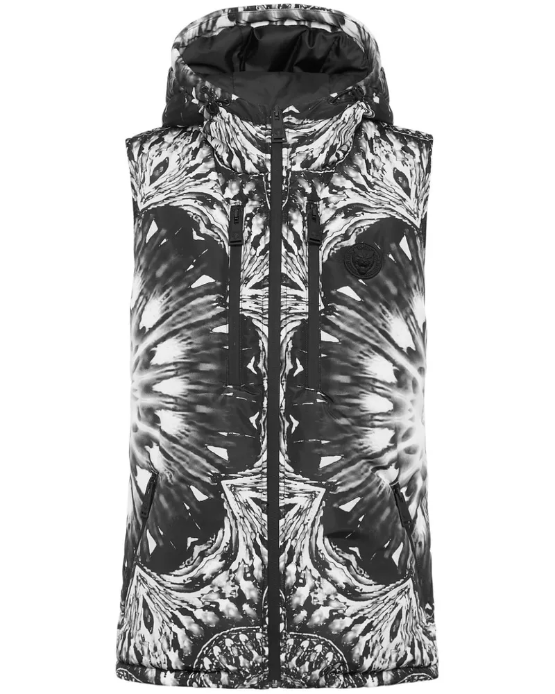 Philipp Plein Daunenweste mit grafischem Print Schwarz