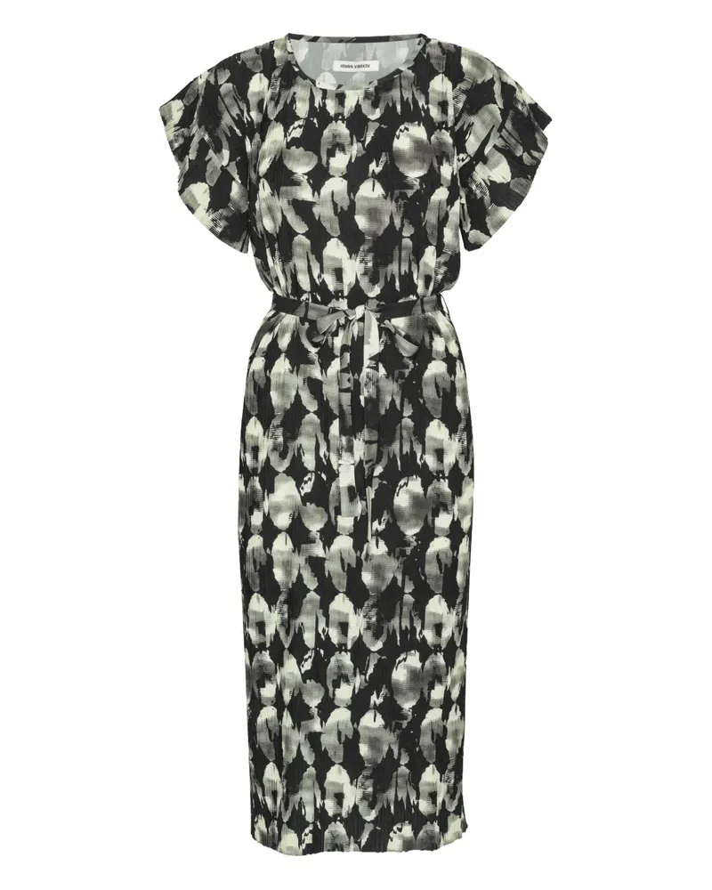 Henrik Vibskov Pina belted printed midi dress - Schwarz Schwarz