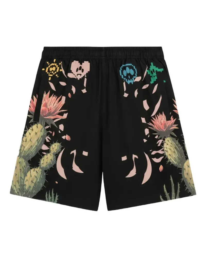 BARROW Shorts mit Kaktus-Print - Schwarz Schwarz