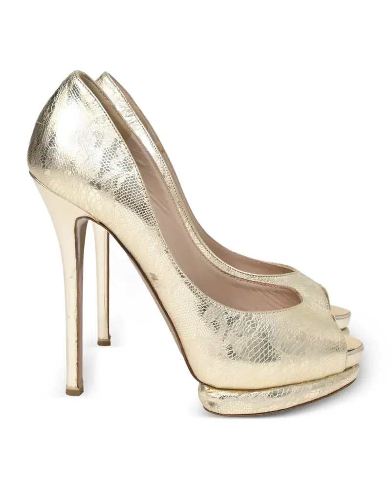Nicholas Kirkwood Peeptoe-Pumps mit Spitzendetail - Gold Gold