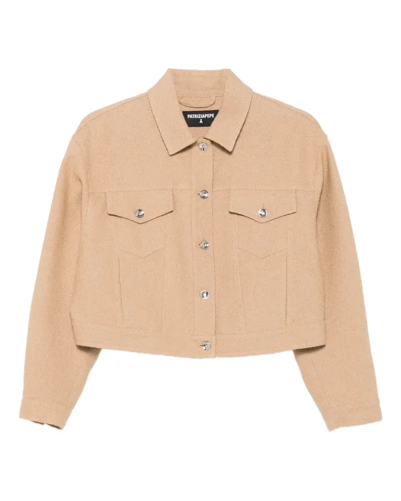 Patrizia Pepe Jacke aus Mikro-Bouclé - Nude Nude