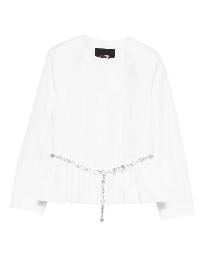 Maje Verzierte Jacke mit Schößchen - Weiß Weiß