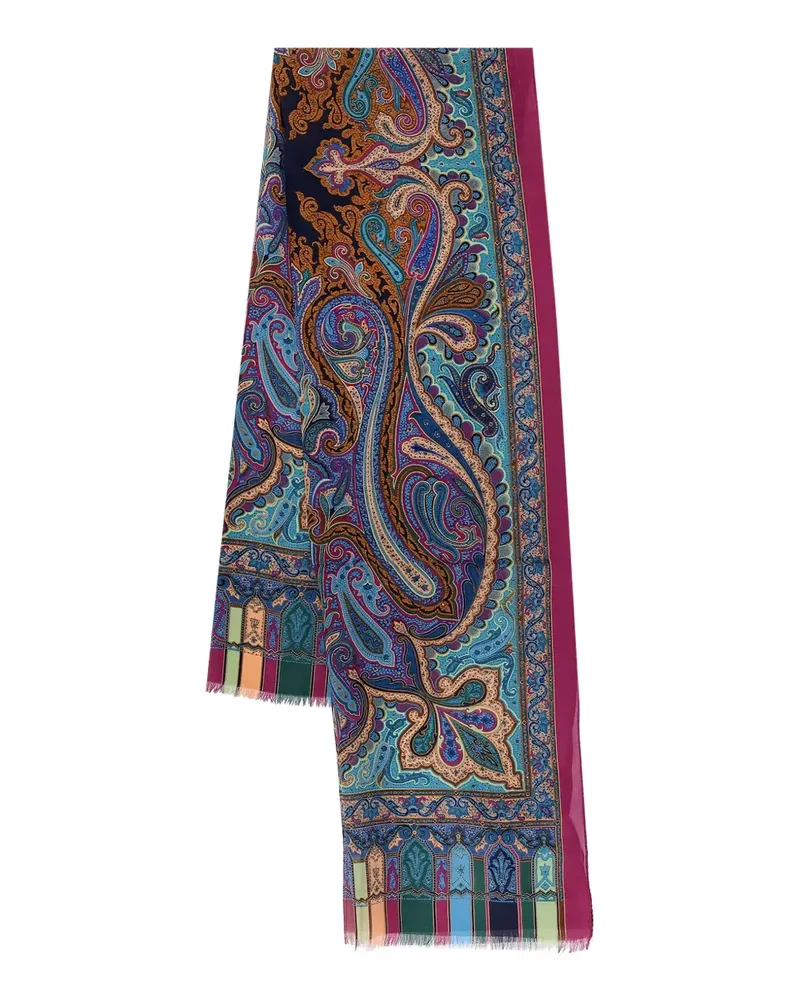 Etro Seidenschal mit Paisley-Muster - Blau Blau