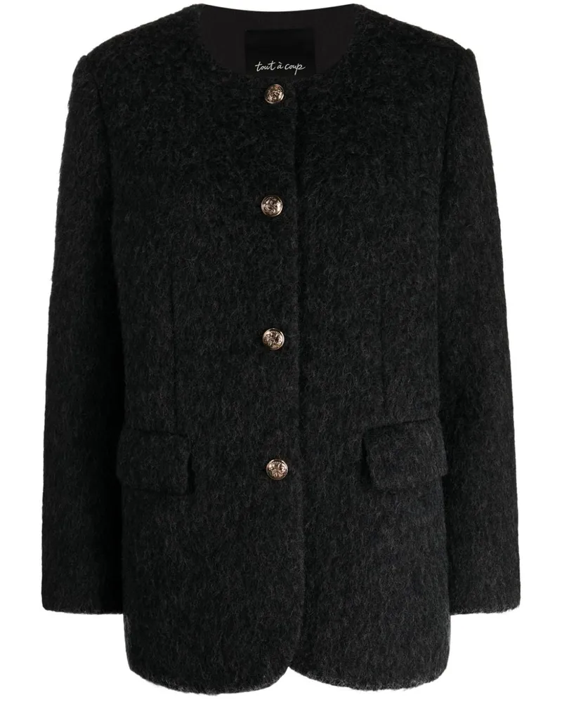 Tout a Coup Einreihige Tweed-Jacke Grau