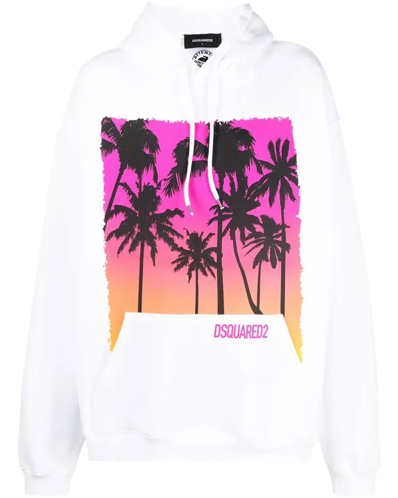 Dsquared2 Hoodie mit Palmen-Print - Weiß Weiß