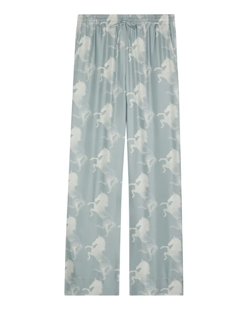 Stella McCartney Seidenhose mit Pferde-Print - Blau Blau