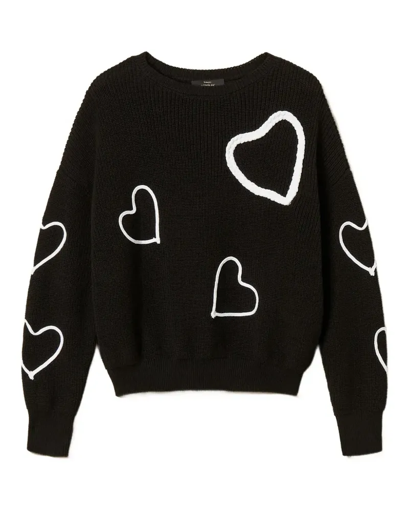 Twin-Set hearts-detail long-sleeve sweater - Schwarz Schwarz