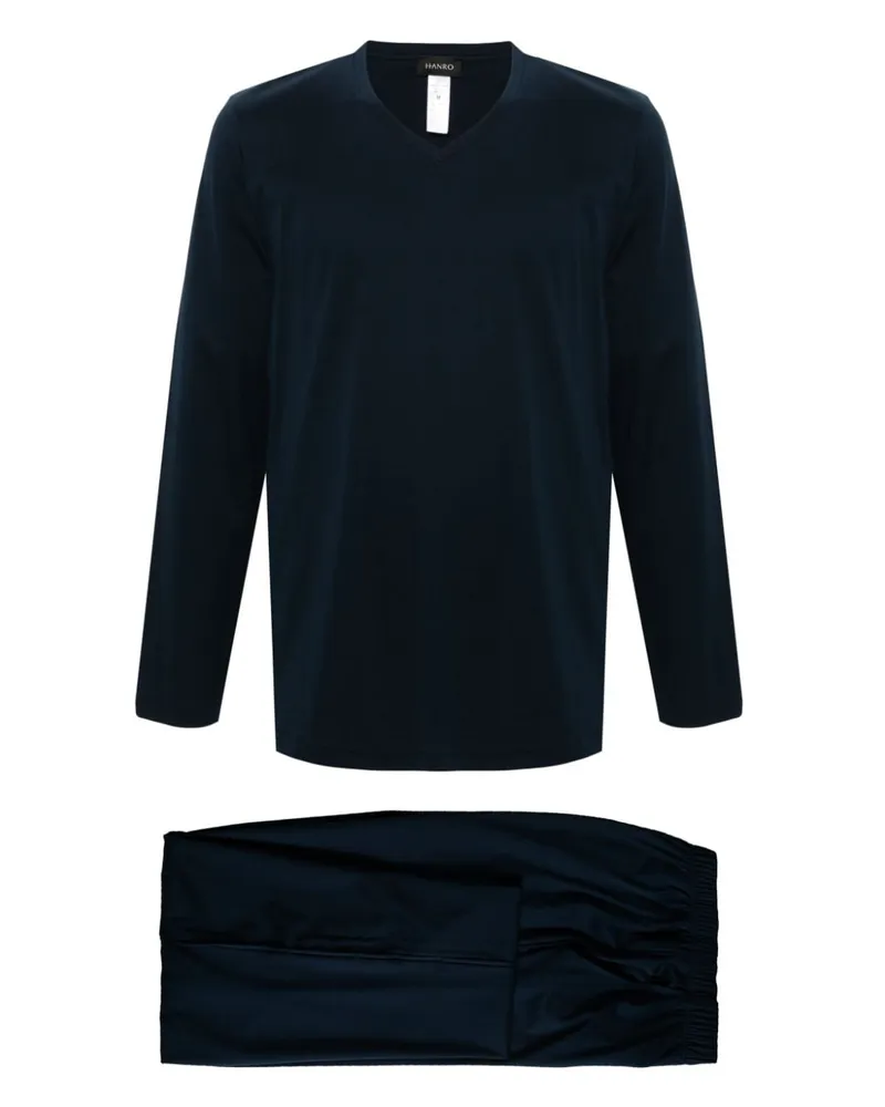Hanro Langärmeliger Pyjama - Blau Blau