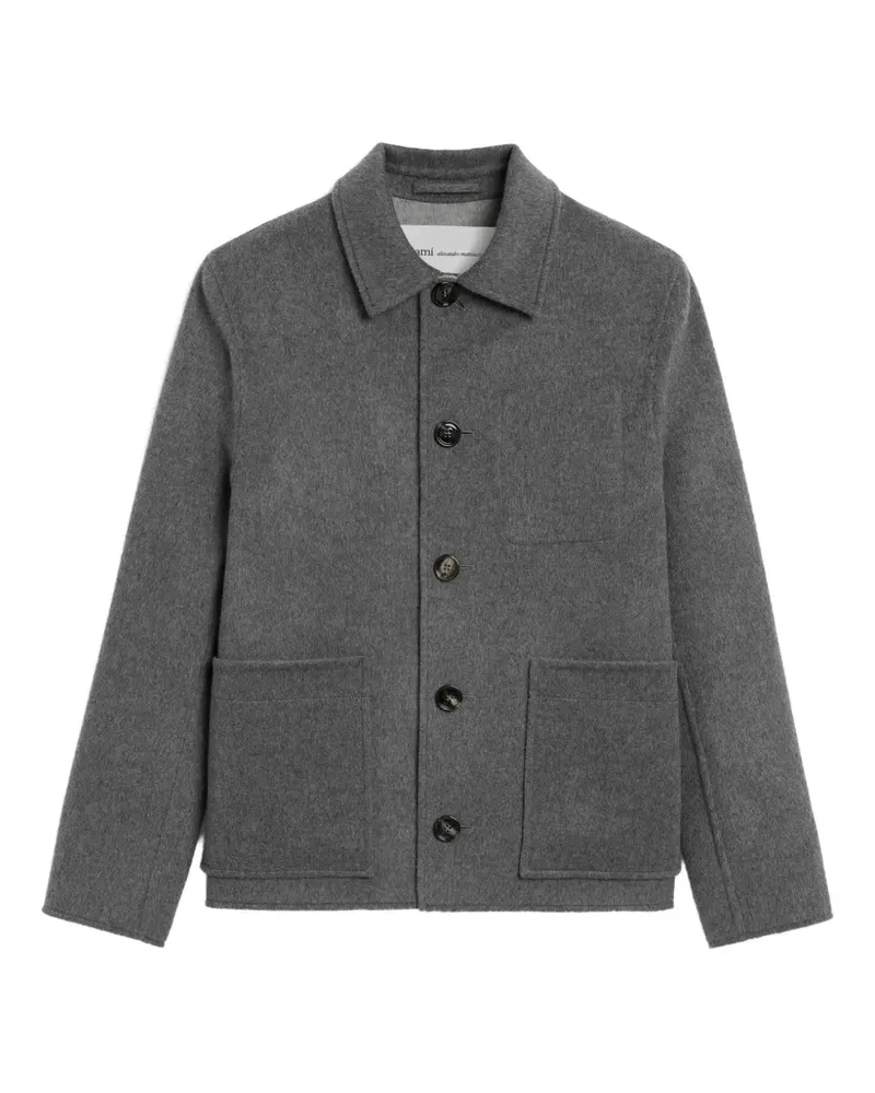 AMI Paris Jacke aus Wolle und Kaschmir mit Knopfleiste - Grau Grau