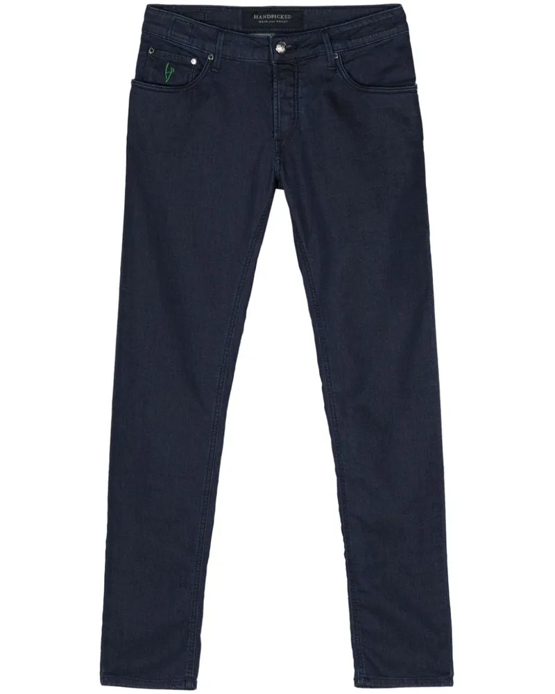 Hand Picked Halbhohe Orvieto Slim-Fit-Jeans Blau