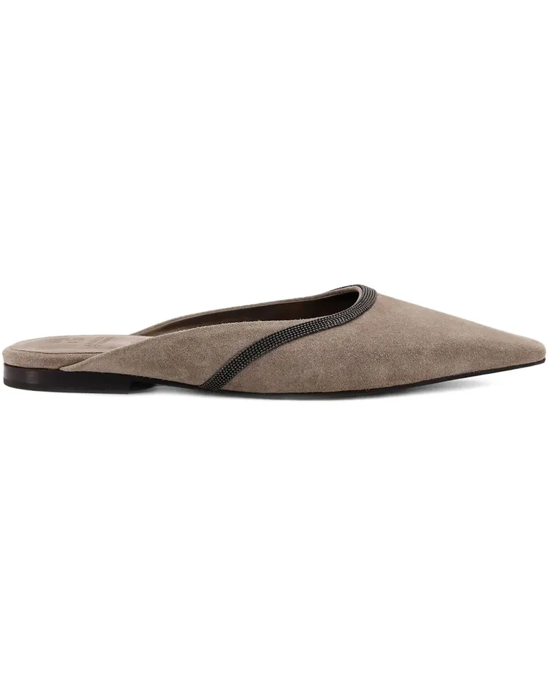 Brunello Cucinelli Spitze Ballerinas mit Kettendetail - Nude Nude