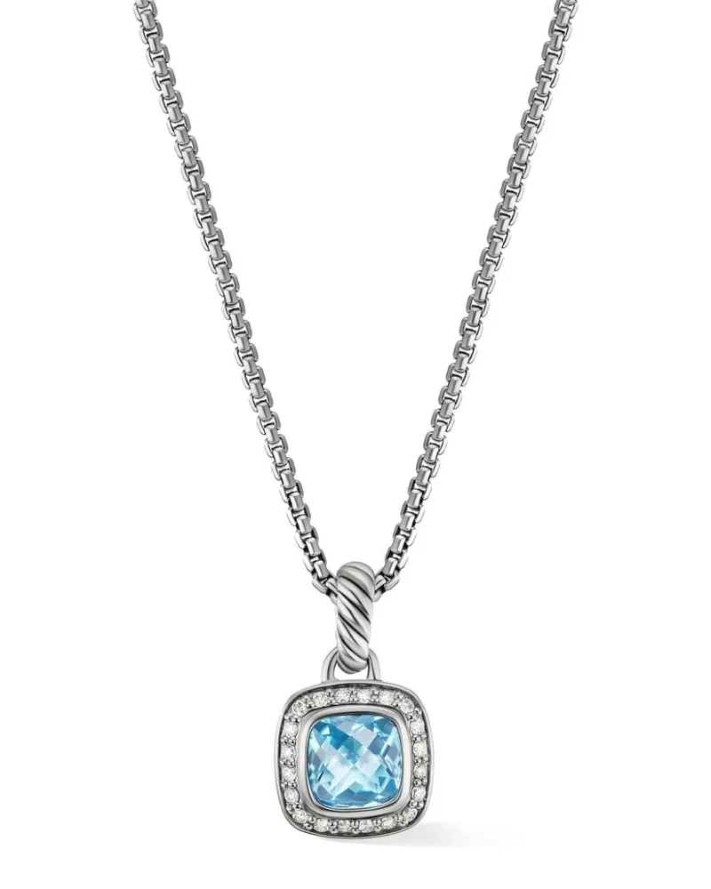David Yurman Petite Albion Sterlingsilber-Halskette mit Diamant 7mm Silber