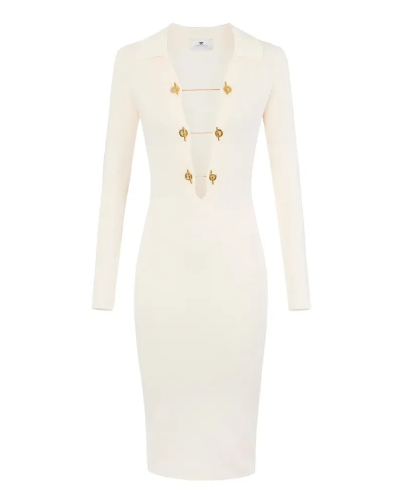 Elisabetta Franchi knit dress with jewel chains - Nude Nude