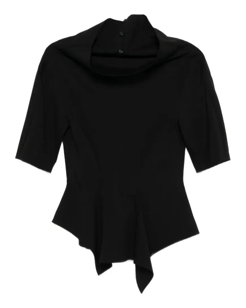 KHAITE Pippa Bluse mit Wasserfallkragen - Schwarz Schwarz