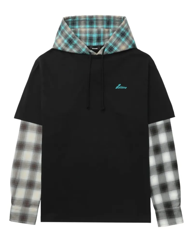 WE 11 DONE Sweatshirt mit karierten Einsätzen - Schwarz Schwarz