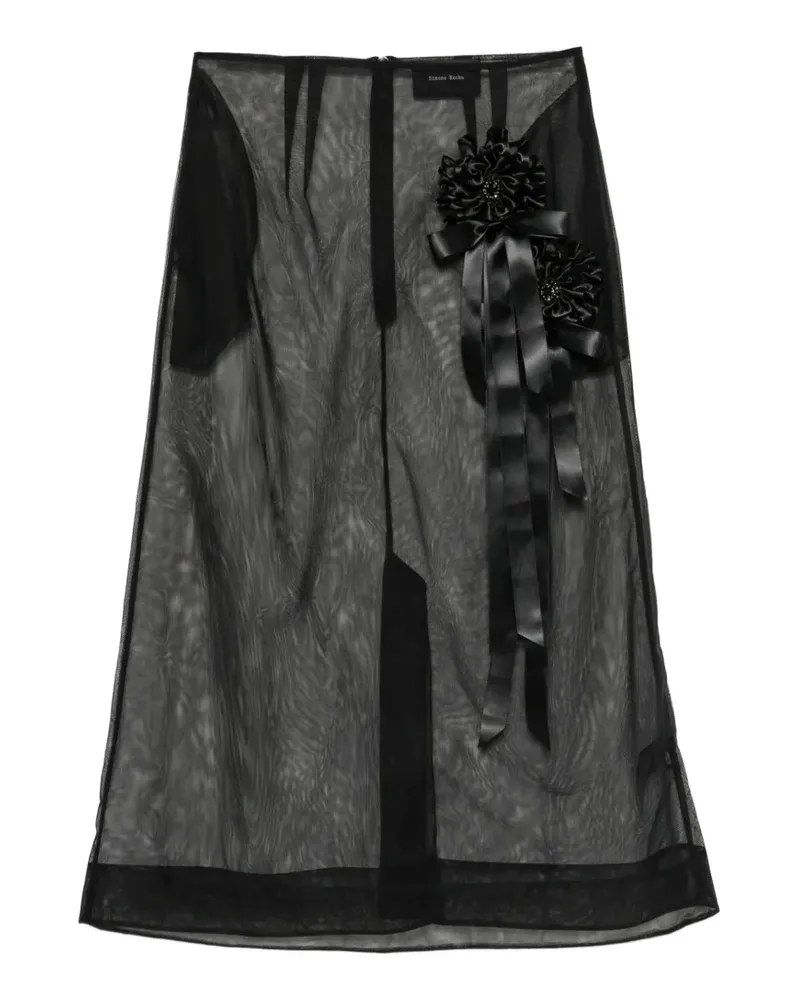 Simone Rocha Gerippter Rock mit Schleife - Schwarz Schwarz