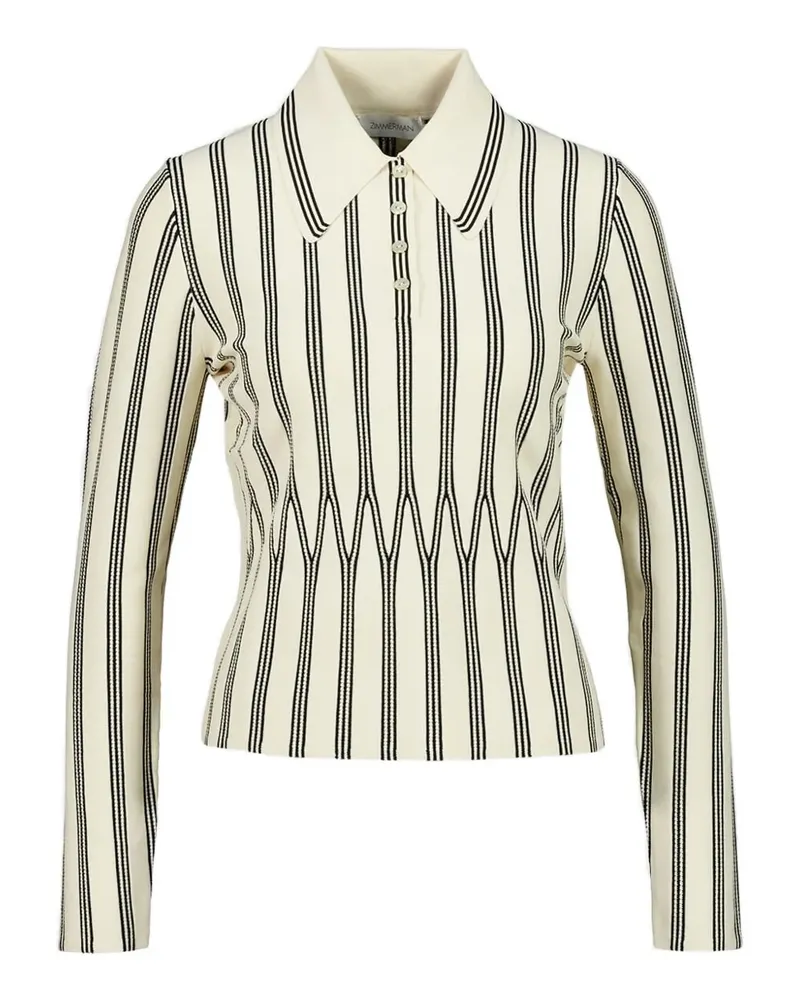 Zimmermann long-sleeve polo top - Nude Nude