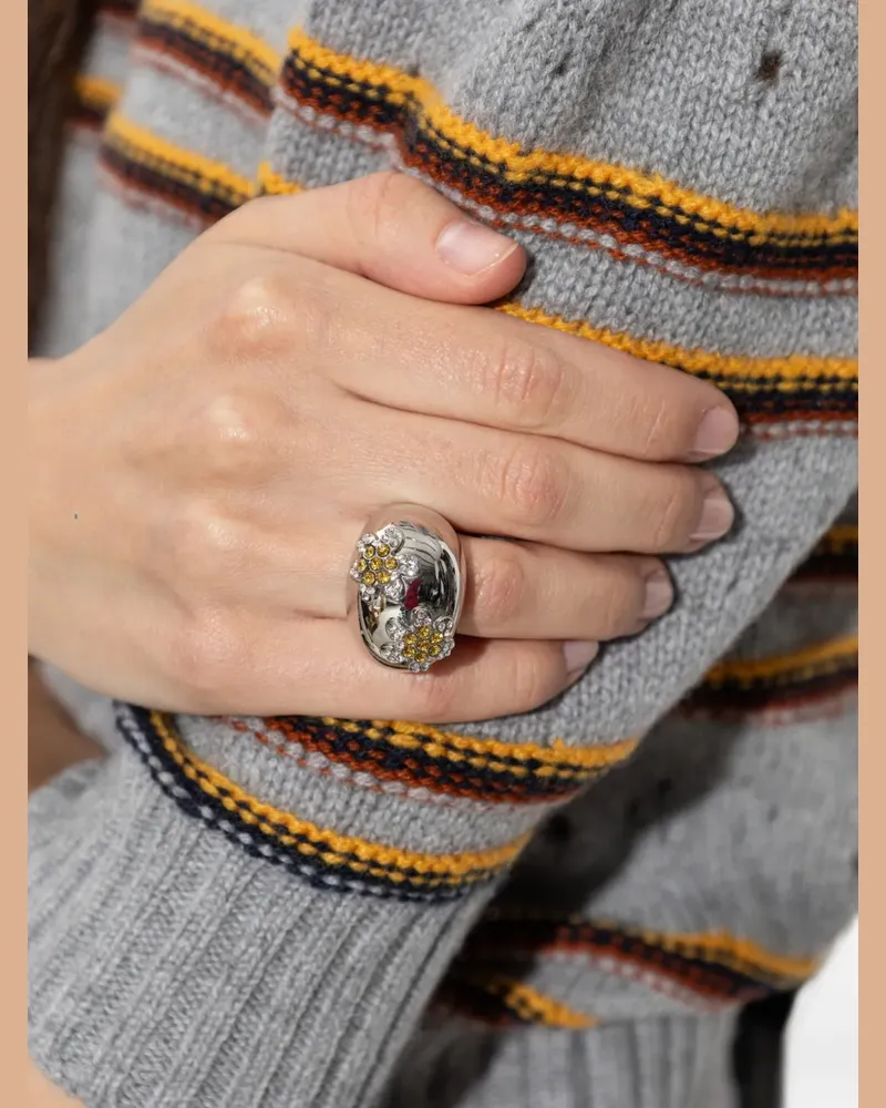 Marni crystal-embellished flower ring - Silber Silber