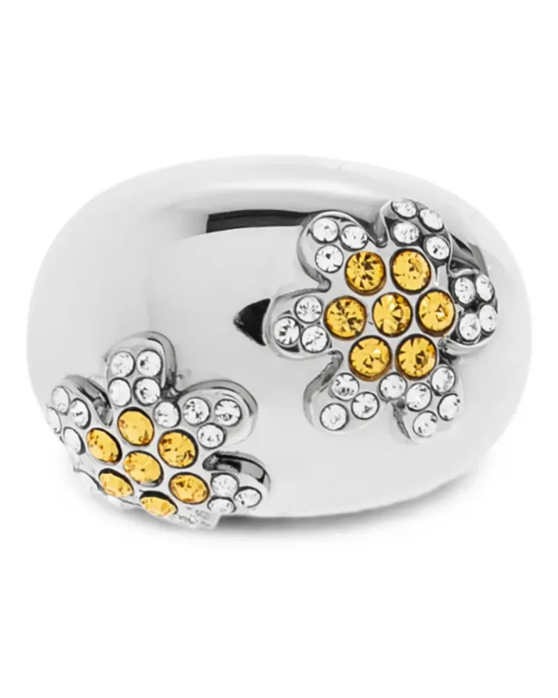 Marni crystal-embellished flower ring - Silber Silber