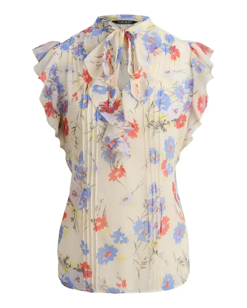 Ralph Lauren floral-print ruffled blouse - Nude Nude