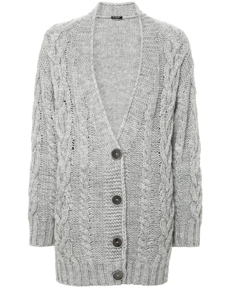 Liu Jo Grob gestrickter Cardigan mit Zopfmuster - Grau Grau